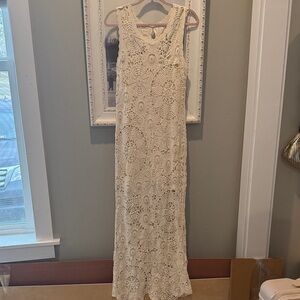Vici Cream Crochet Maxi Dress - Sleeveless Boho